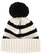 The Elder Statesman Cashmere Pom Pom Cap, Adult Unisex, Black, Cashmere