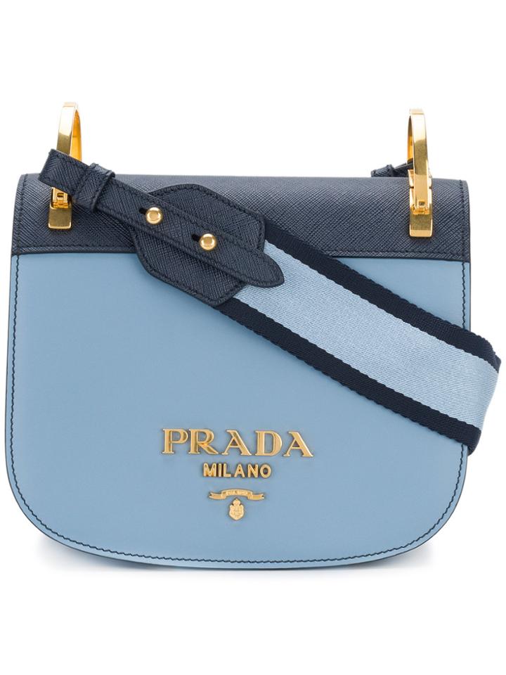 Prada Pionniere Bicolour Nylon Strap Bag - Blue