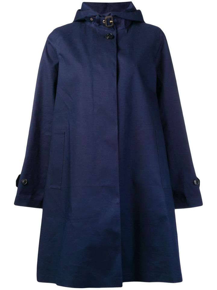 Mackintosh Hooded Single-breasted Coat - Blue