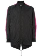 Dsquared2 Striped Sleeve Bomber Jacket, Men's, Size: 46, Black, Polyamide/polyurethane/calf Leather/spandex/elastane
