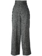 Y's Herringbone Pants, Women's, Size: 1, Black, Silk/acrylic/nylon/wool