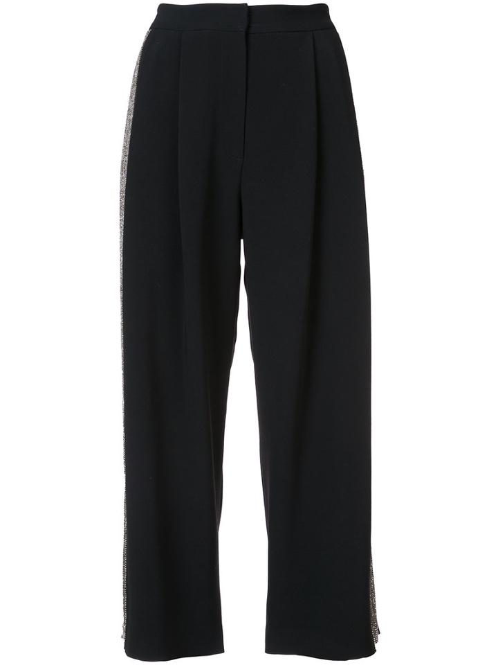 Adam Lippes - Side Stripe Cropped Trousers - Women - Viscose - 2, Black, Viscose