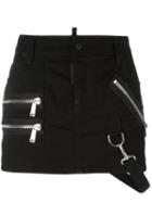 Dsquared2 Zip Detail Mini Skirt, Women's, Size: 38, Black, Cotton/polyester/elastolefin