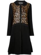 Alberta Ferretti Leopard Pattern Coat, Women's, Size: 40, Black, Cotton/polyamide/acetate/virgin Wool