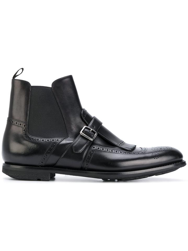 Church's Fringed Buckle Boots - Black