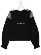 Miss Blumarine Teen Sheer Panel Sweatshirt - Black