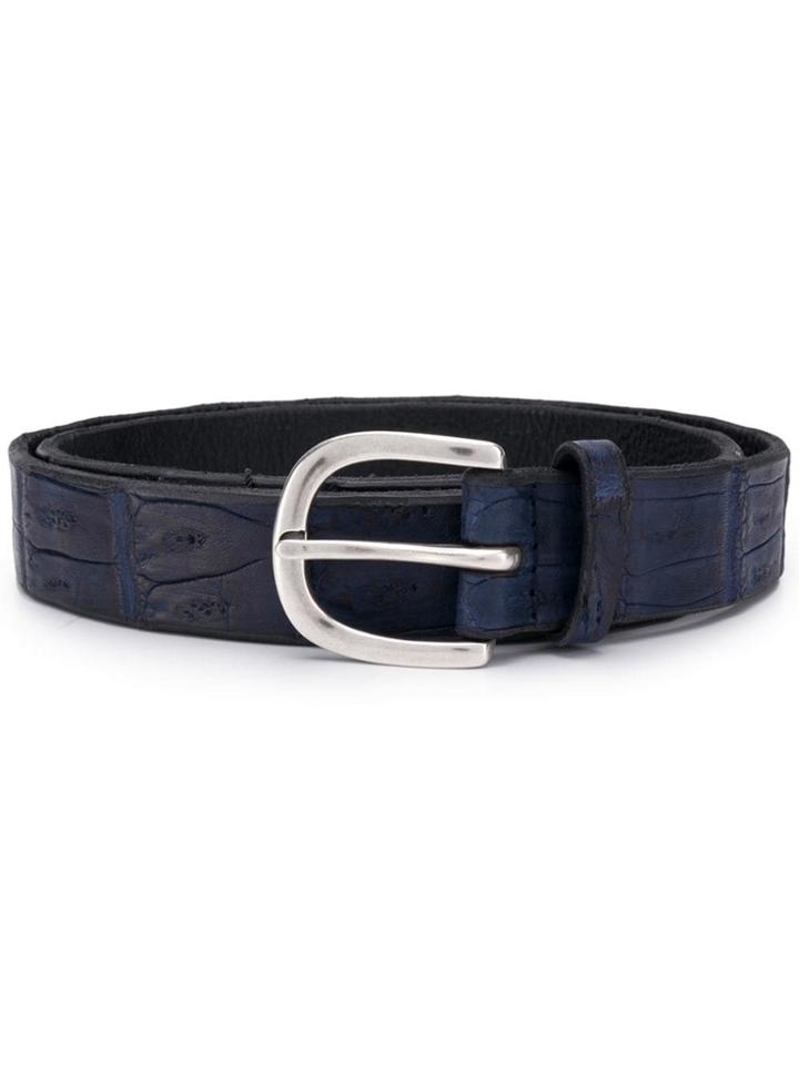 Orciani Crocodile Effect Belt - Blue