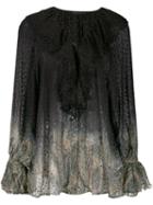 Etro Dotted Sheer Paisley Blouse - Black