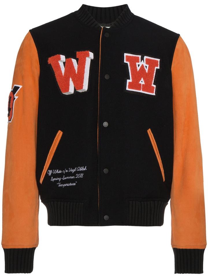Off-white Eagle Temp Suede Varsity Jacket - Black