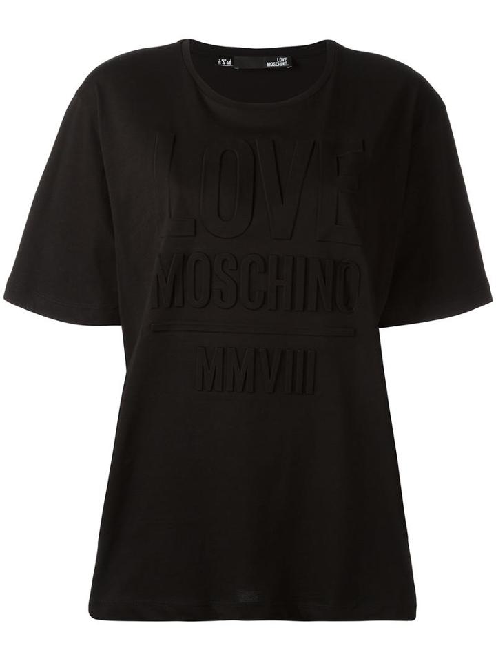 Love Moschino Logo Print T-shirt, Women's, Size: 46, Black, Cotton