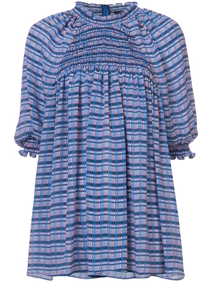 Derek Lam Bell Sleeve Smocked Blouse - Blue