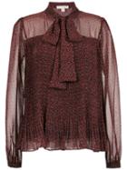 Michael Michael Kors Vine-print Chiffon Blouse - Red