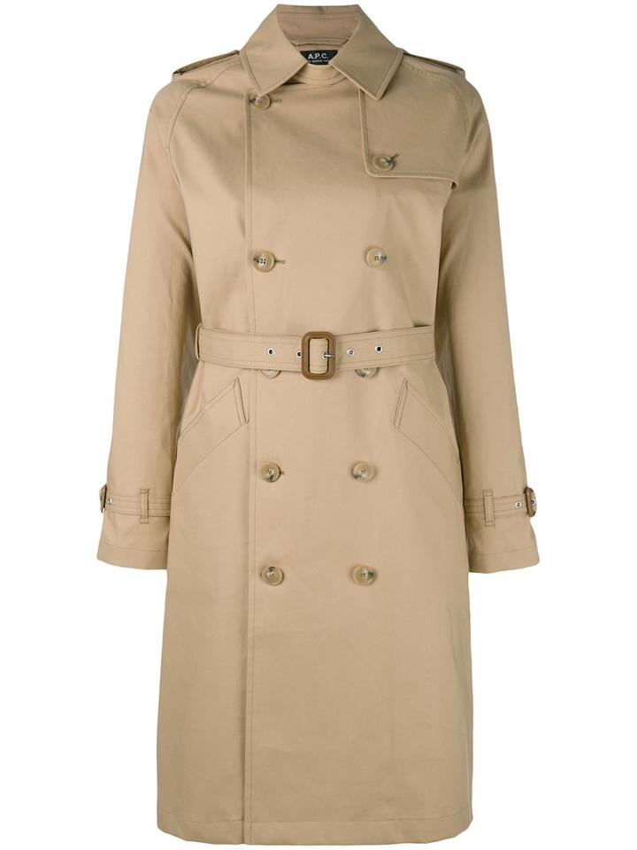 A.p.c. - 'julianne' Trench Coat - Women - Cotton - 40, Women's, Nude/neutrals, Cotton