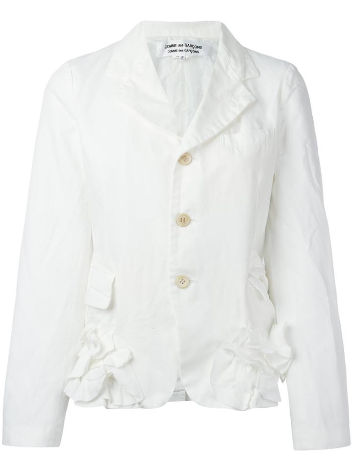 Comme Des Garçons Comme Des Garçons - Ruffled Detail Blazer - Women - Polyester - S, White, Polyester