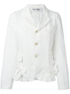 Comme Des Garçons Comme Des Garçons - Ruffled Detail Blazer - Women - Polyester - S, White, Polyester