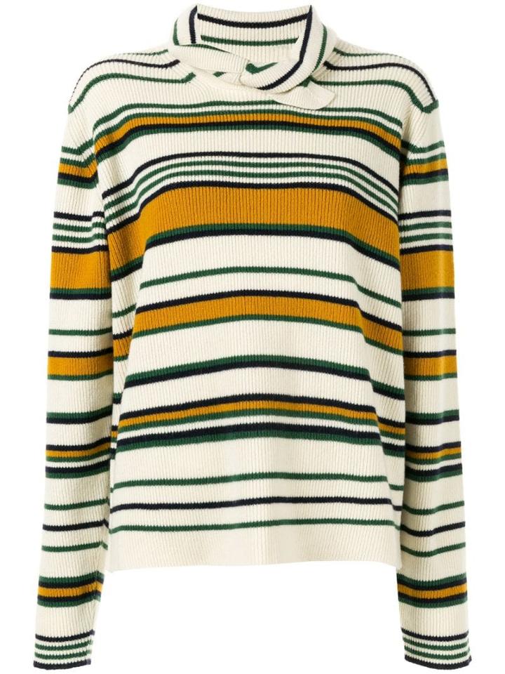 Jw Anderson Striped High-neck Jumper - Brown