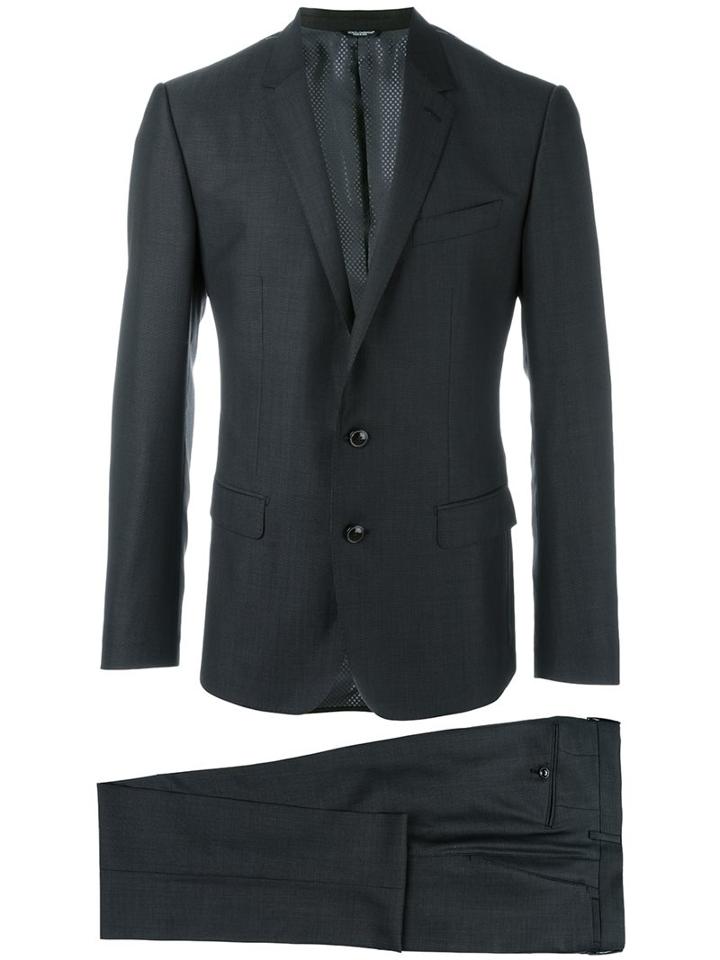 Dolce & Gabbana Two Piece Suit, Men's, Size: 46, Grey, Silk/acetate/cupro/wool
