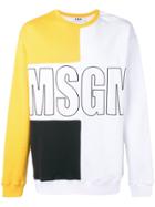 Msgm Colour Block Branded Sweater - White