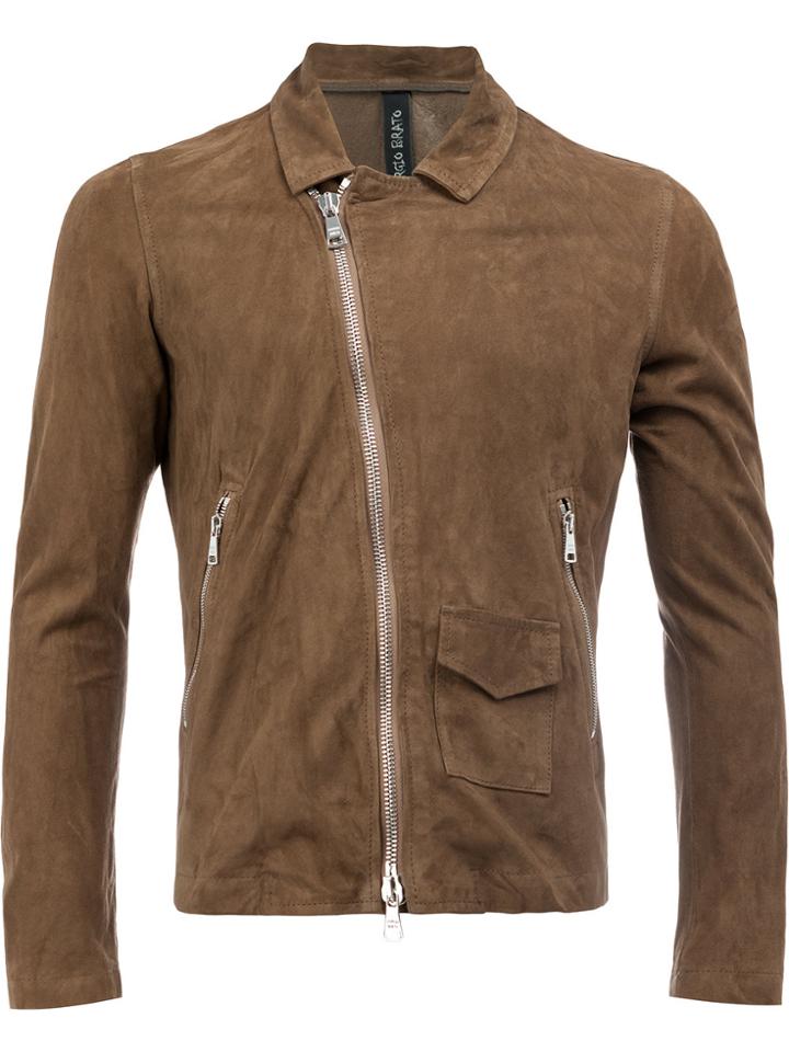 Giorgio Brato Slim-fit Biker Jacket - Brown