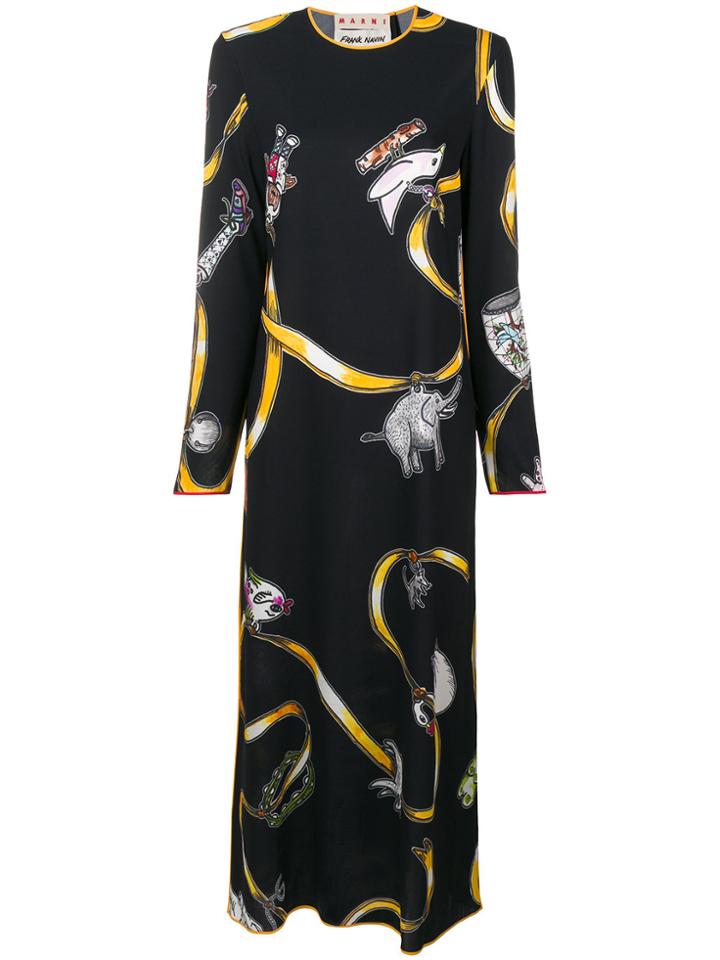 Marni Printed Maxi Dress - Black