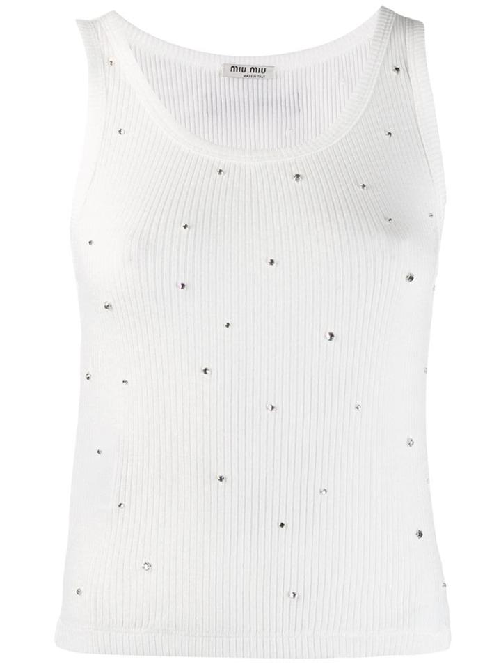 Miu Miu Crystal Embellished Top - White