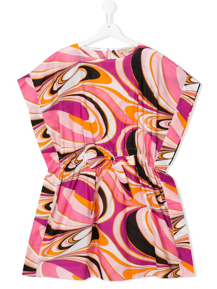 Emilio Pucci Junior Retro Drawstring Dress - Pink & Purple