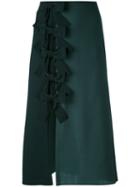 Fendi - Bow Side Split Midi Skirt - Women - Silk/mohair/wool - 40, Black, Silk/mohair/wool