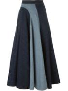 Lanvin Two-tone Denim Skirt, Women's, Size: 38, Blue, Cotton/cashmere