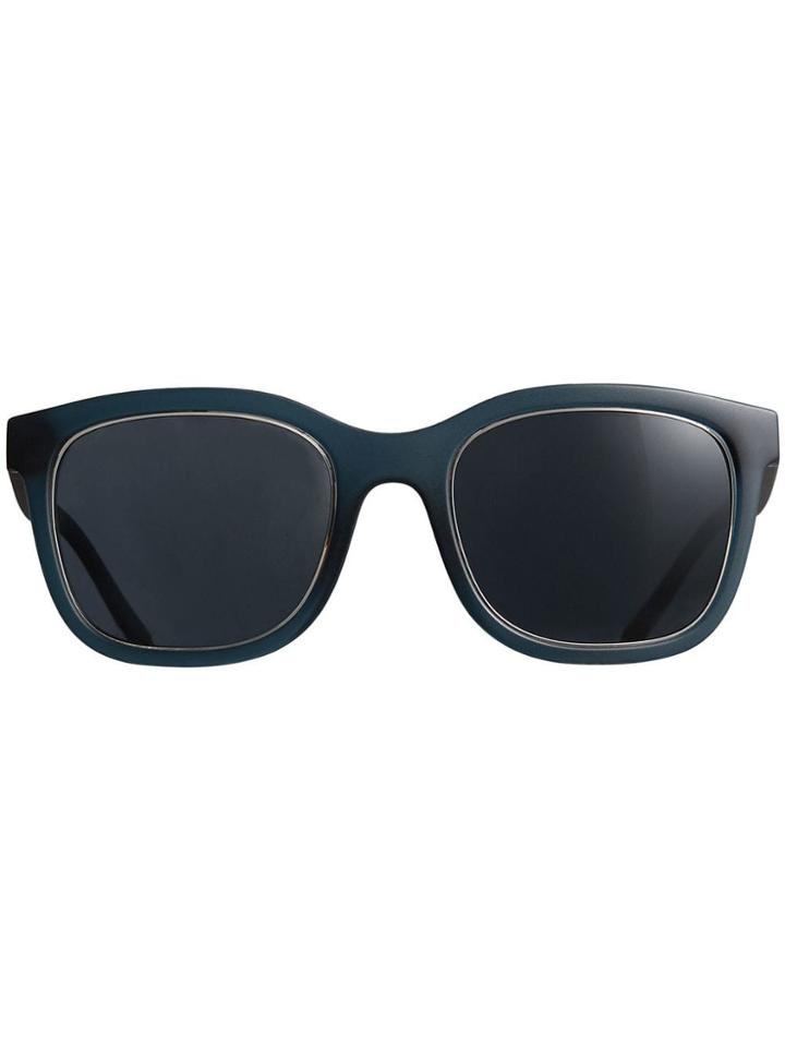 Burberry Embossed Check Detail Square Frame Sunglasses - Blue