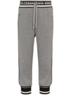 Dolce & Gabbana Logo Design Cropped Cotton Track Pants - Grey