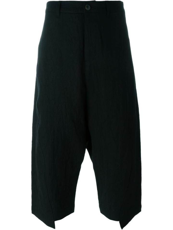 Individual Sentiments Loose-fit Cropped Trousers, Men's, Size: Iii, Black, Linen/flax/cotton