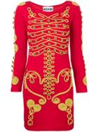 Moschino Military Style Embroidered Dress