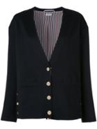 Thom Browne Rear Crab Patch Cardigan, Women's, Size: 40, Blue, Silk/cashmere