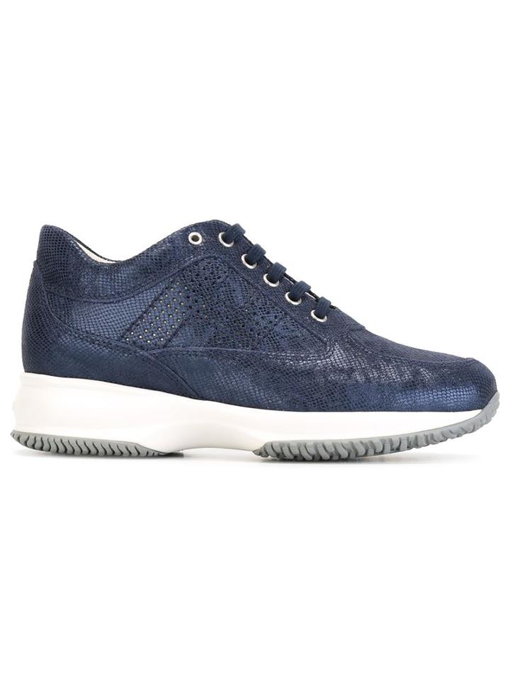Hogan Textured Sneakers, Women's, Size: 38.5, Blue, Leather/rubber