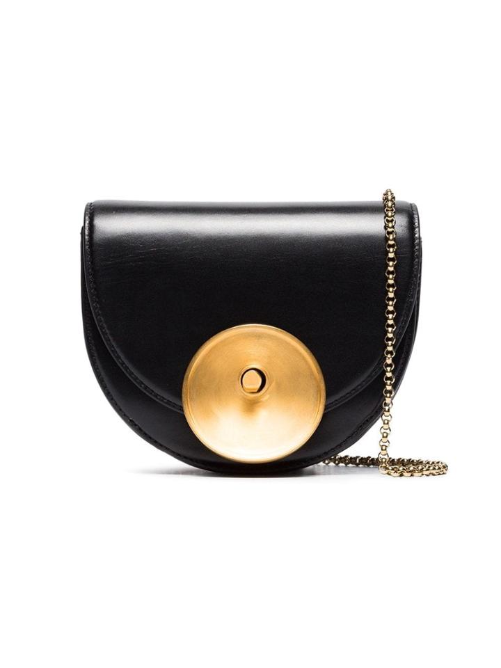 Marni Black And Gold Monile Leather Shoulder Bag