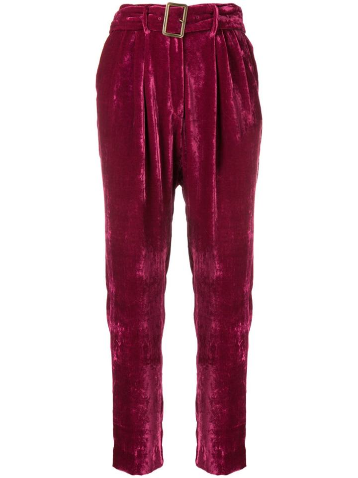 Forte Forte Velvet High Waisted Trousers - Pink & Purple
