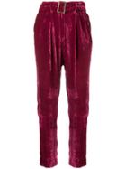 Forte Forte Velvet High Waisted Trousers - Pink & Purple