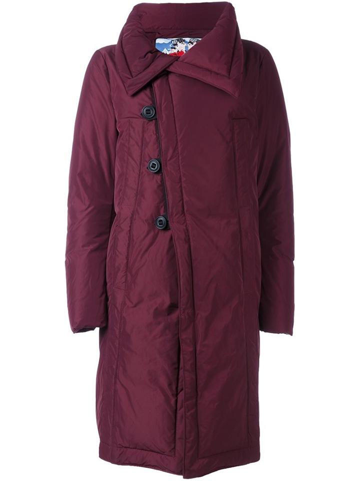 Dsquared2 'hikaro' Off-centre Fastening Parka, Women's, Size: 42, Red, Polyester/feather Down/polyamide