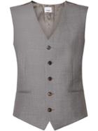 Burberry Satin Panel Wool Tailored Waistcoat - Grey