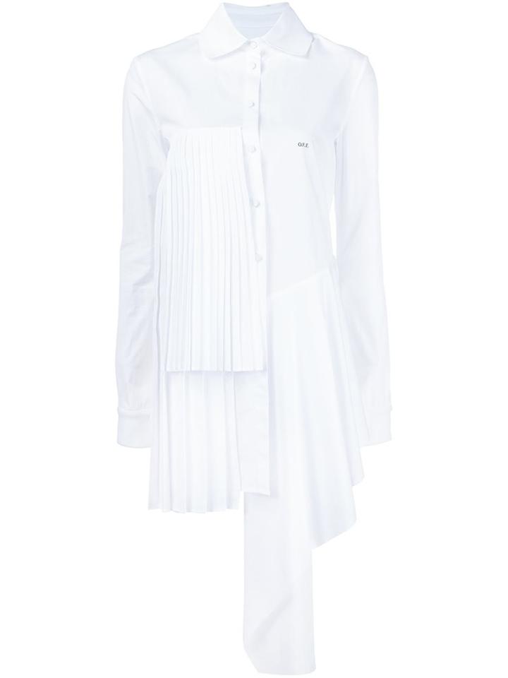 Off-white Ruffle Detail Asymmetric Shirt, Women's, Size: Medium, White, Cotton