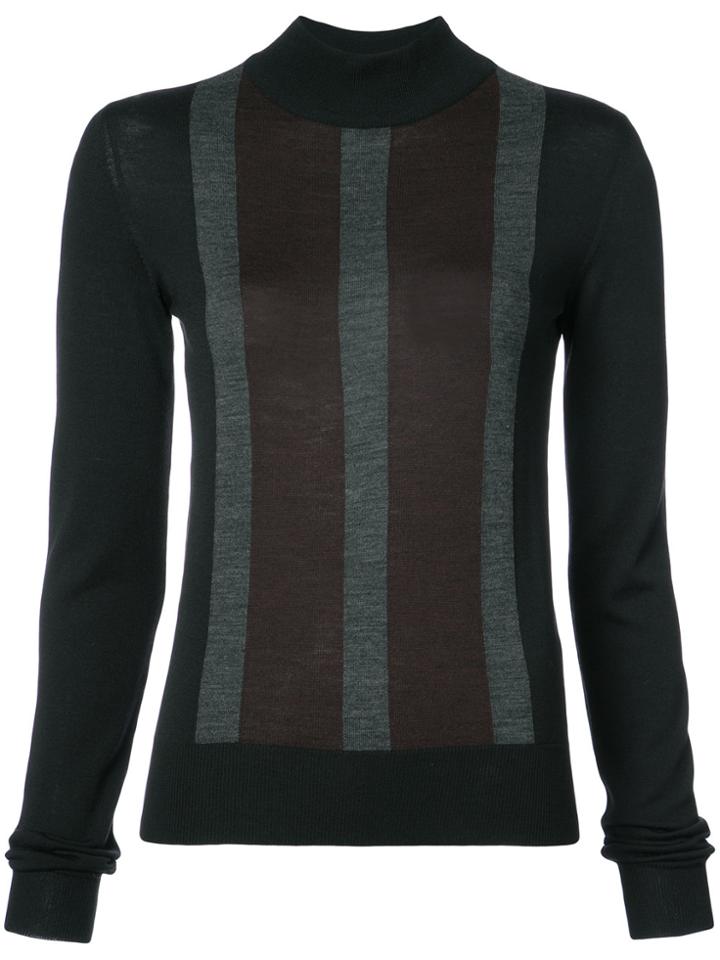 Vera Wang Striped Front Slim-fit Jumper - Black