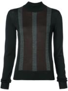 Vera Wang Striped Front Slim-fit Jumper - Black