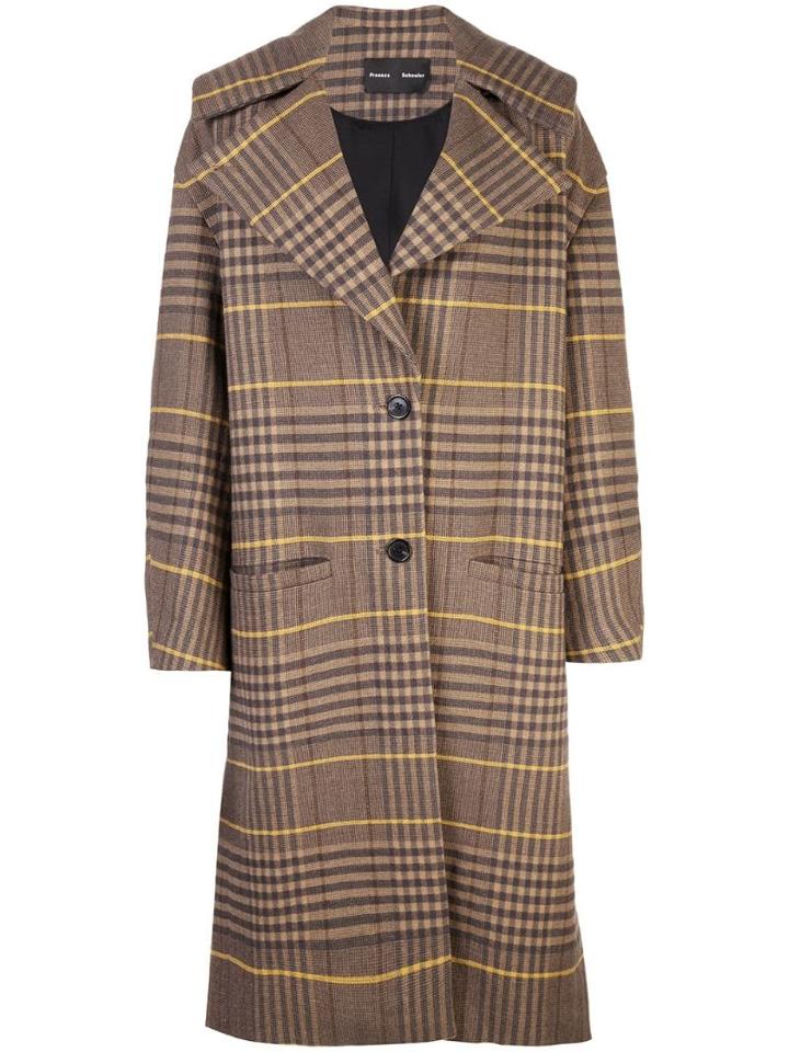 Proenza Schouler Oversized Wool Plaid Coat - Brown