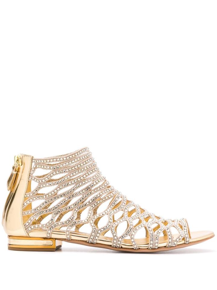 Casadei Strappy Flat Sandals - Gold