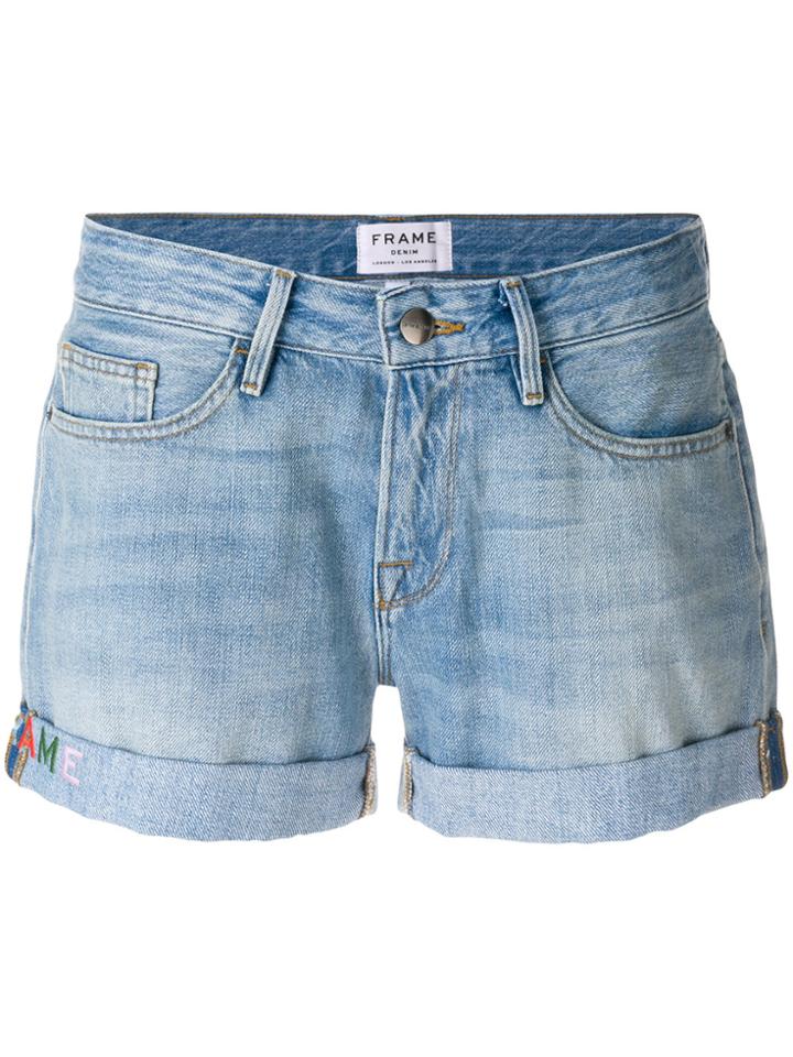 Frame Denim Turned Up Hem Shorts - Blue