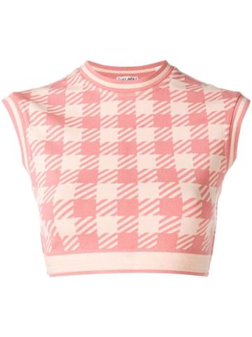Alaïa Pre-owned Houndstooth Cropped Top - Pink