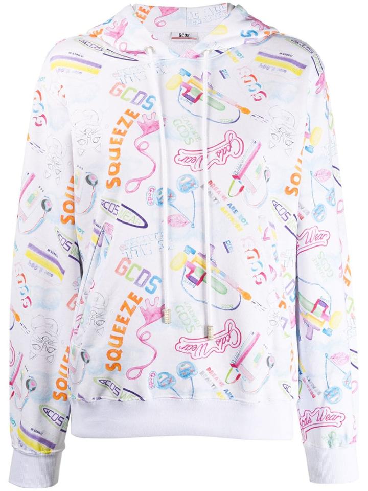 Gcds 90's Print Hoodie - White