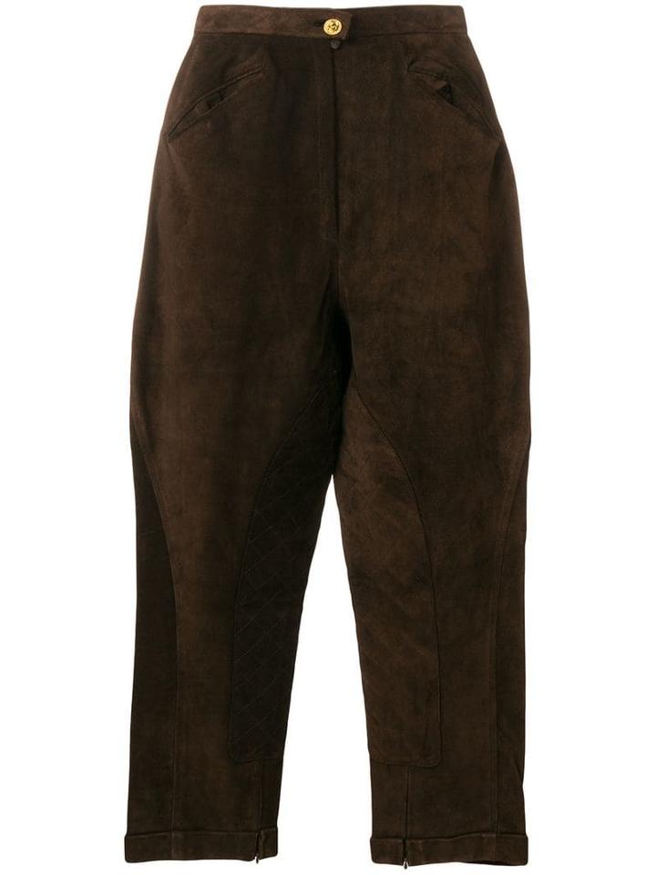 Chanel Pre-owned 1990's Tapered Cropped Trousers - Brown