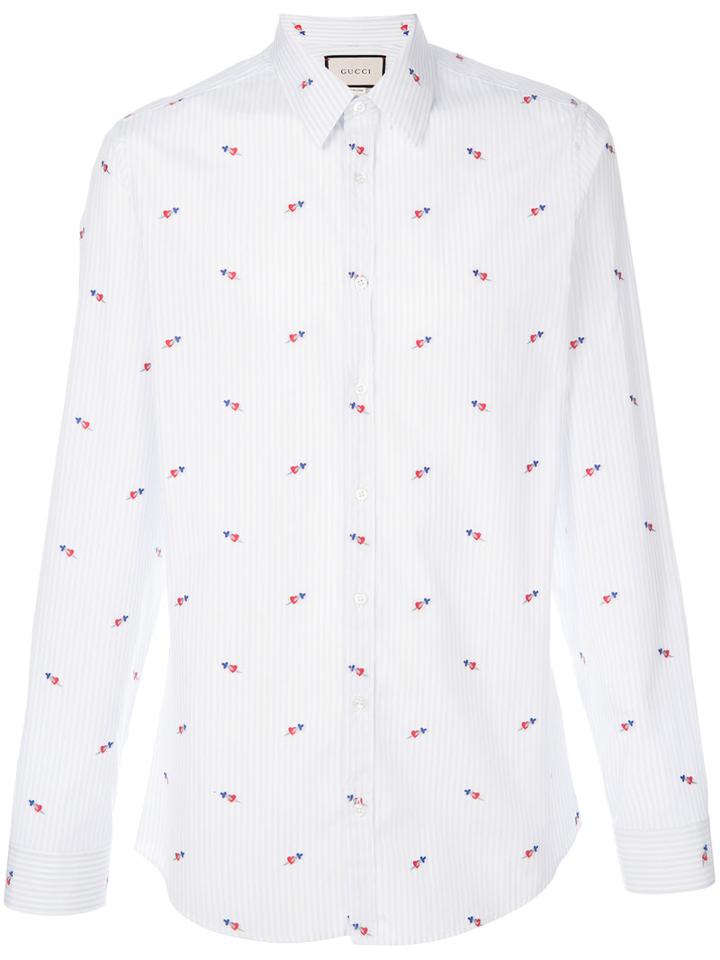 Gucci - Pierced Hearts Fil Coupé Shirt - Men - Cotton - 16, Blue, Cotton