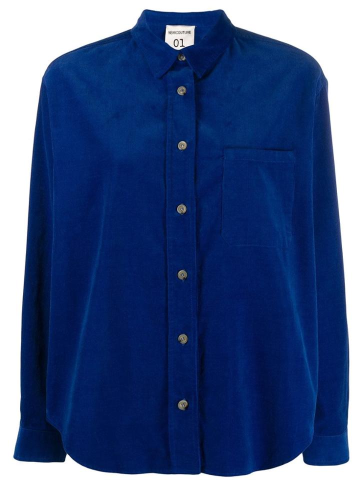 Semicouture Corduroy Long Sleeve Shirt - Blue